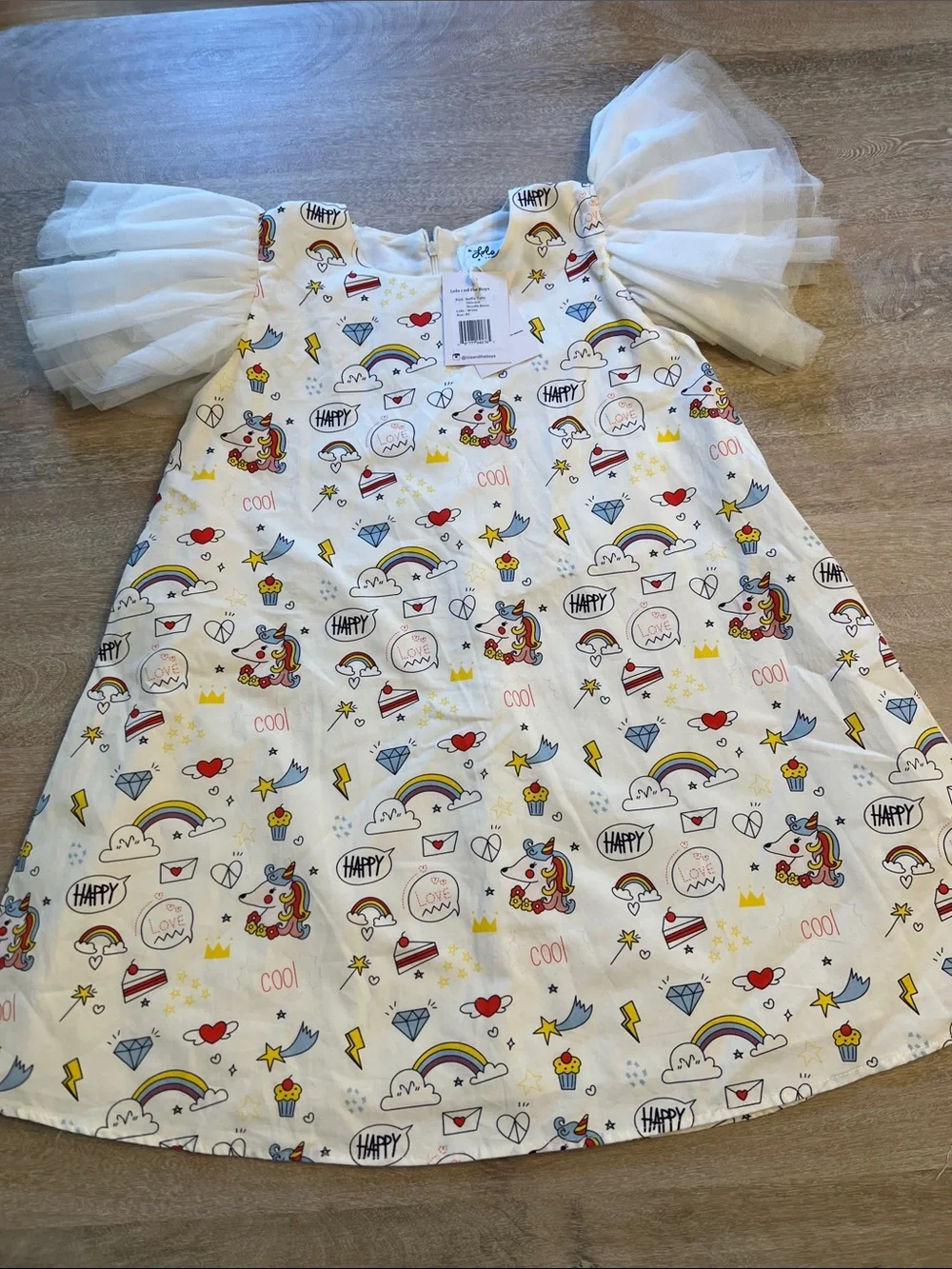 Lola and The Boys size 8 ruffle tulle doodle dress NWT